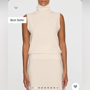 BLEUSALT Sleeveless Turtleneck. NEW! Size 2, Stone.